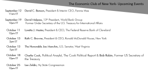 Economic Club of New York fall events