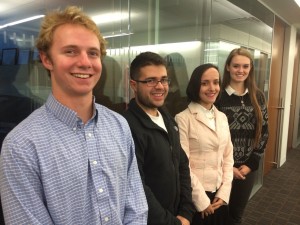 From left, Ground Floor students Joe Erbe, Nikolas Karsos, Kiki Eleftheriadis and Haley Hauge have teamed up to create a business for their final project.