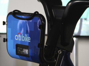 Logo on one of the bicycles at NYC Bike Share.