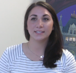 Claire DiCiuccio, BS '17, discusses the United Kingdom visa process in a video produced by the U.K. Consulate.